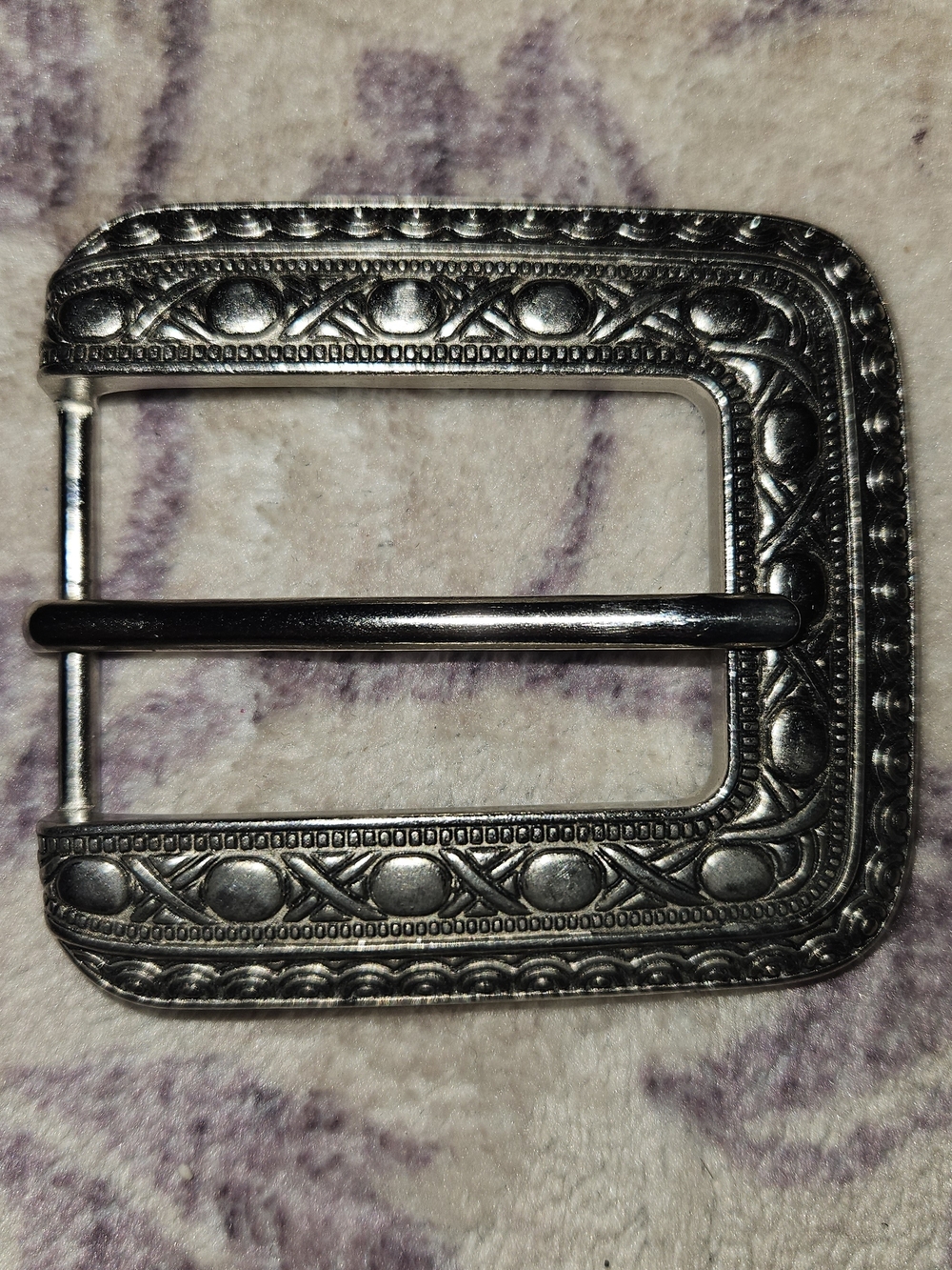 Ornate Silver-Tone Square Buckle